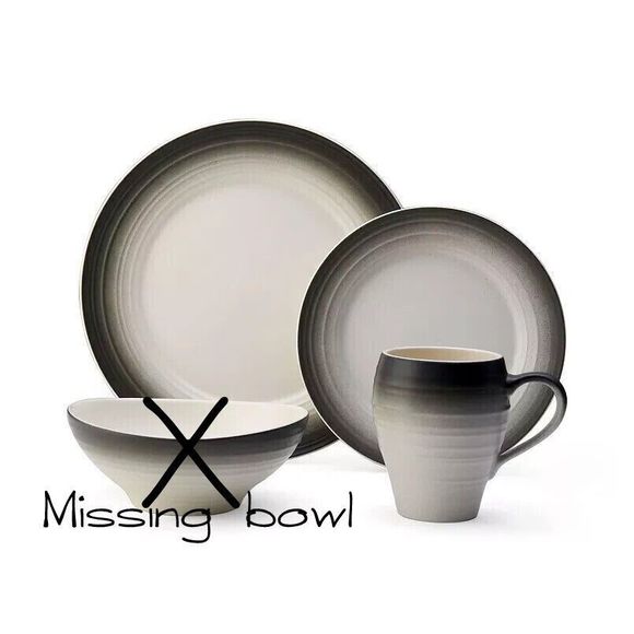 MIKASA Swirl Ombre Graphite 3 Piece Place Setting NEW MISSING BOWL - Picture 3 of 6